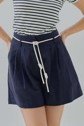 Maris Rope-Belt Linen Shorts